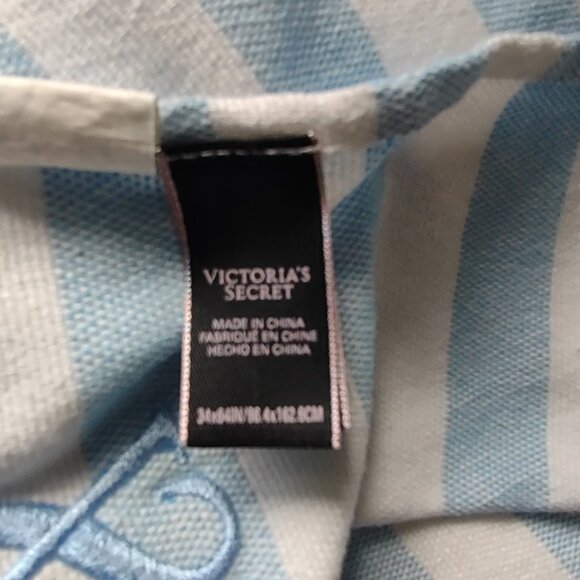 Victorias Secret Beach Blanket Throw Scarf Cover-Wrap Blue & White Striped - Picture 9 of 10